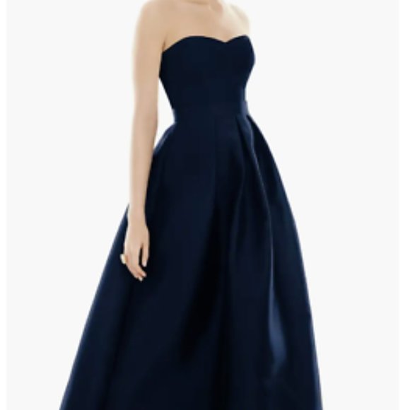 ALFRED SUNG D699SW STRAPLESS HIGH LOW HEM MIDNIGHT E31 DRESS sz 24W - Picture 2 of 4